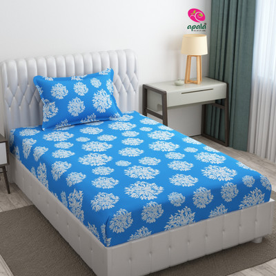 Apala Microfiber Single Flat 280 TC Polka Bedsheet(Pack of 1, Blue)