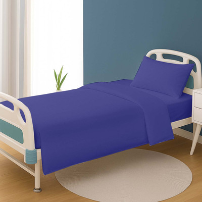 stcheapjack 144 TC Polycotton Single Solid Flat Bedsheet(Pack of 1, Royal Blue)