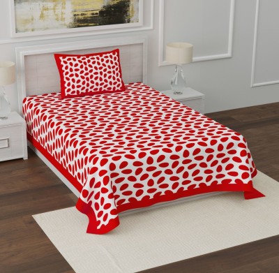 UNIQCHOICE 120 TC Cotton Single Polka Flat Bedsheet(Pack of 1, Red)