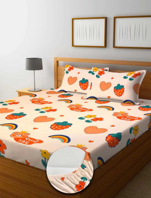 LOXICA 220 TC Microfiber King Printed Fitted (Elastic) Bedsheet(Pack of 1, Multicolor18)