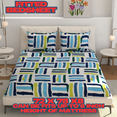 Sweep 300 TC Microfiber King Printed Fitted (Elastic) Bedsheet(Pack of 1, GEET-3427)