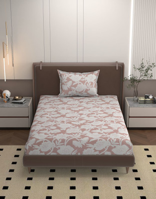 BROMWICK Microfiber Single Flat 160 TC Floral Bedsheet(Pack of 1, Pink)