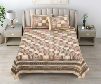 JAIPUR FABRIC Cotton Double Flat 180 TC Printed Bedsheet(Pack of 1, Maroon)