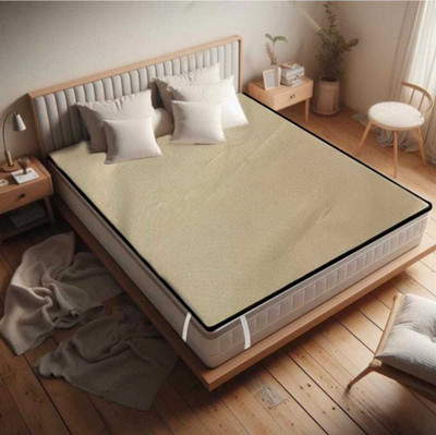 golden leaf 220 TC Polyester Double Solid Fitted (Elastic) Bedsheet(Pack of 1, Beige)
