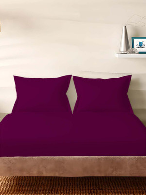 SLEEPING OWLS 210 TC Cotton Super King Solid Flat Bedsheet(Pack of 1, Wine)