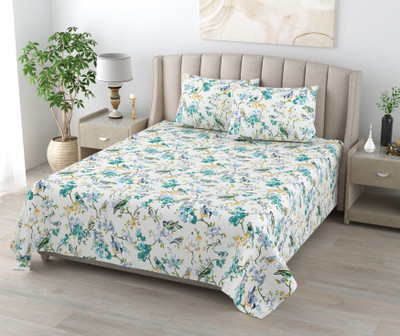 sentiments 240 TC Cotton King Jaipuri Prints Flat Bedsheet(Pack of 1, Multicolor)