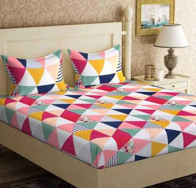 WIGGLY 240 TC Cotton Double Abstract Flat Bedsheet(Pack of 1, Multicolor)