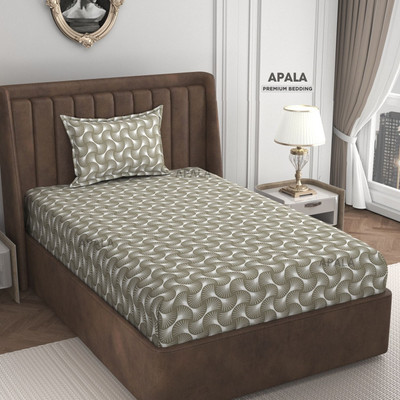 Apala 280 TC Microfiber Single Self Design Flat Bedsheet(Pack of 1, Beige)