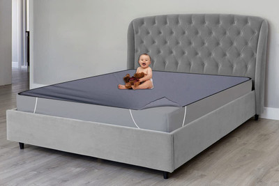 AG Creations 200 TC Polyester Double Solid Fitted (Elastic) Bedsheet(Pack of 1, Grey)
