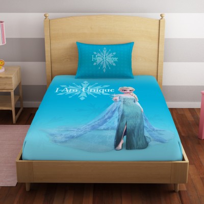 SPACES 180 TC Cotton Single Cartoon Flat Bedsheet(Pack of 1, BLUE ATOLL)