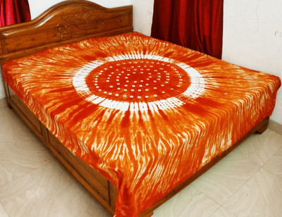 Chatterjee Trading Cotton King, Queen, Double Flat 180 TC Printed Bedsheet(Pack of 1, Orange, White)