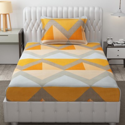 Freshfromloom 144 TC Microfiber Single Solid Flat Bedsheet(Pack of 1, Chevron Orange)