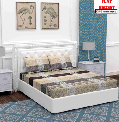 RUMFOT Microfiber Double Flat 190 TC Printed Bedsheet(Pack of 1, creamflat)