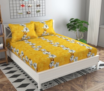 Quirky Home 180 TC Cotton King Checkered Fitted (Elastic) Bedsheet(Pack of 1, Yellow Check)