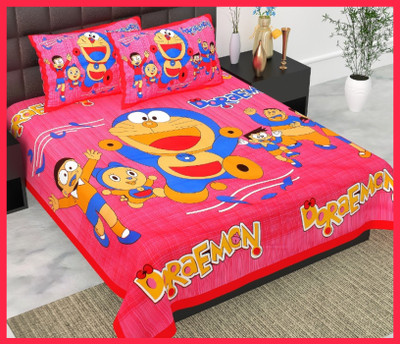 JAIPUR PRINTS Cotton Double Flat 144 TC Printed Bedsheet(Pack of 1, Red)