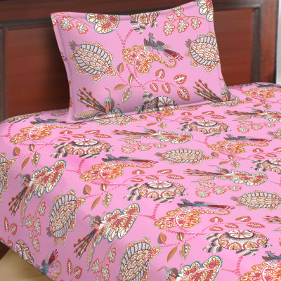 Home@shop Cotton Single Flat 250 TC Jaipuri Prints Bedsheet(Pack of 1, Purple)