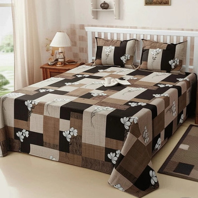 SCHp Cotton Super King Flat 320 TC Printed Bedsheet(Pack of 1, B_2)