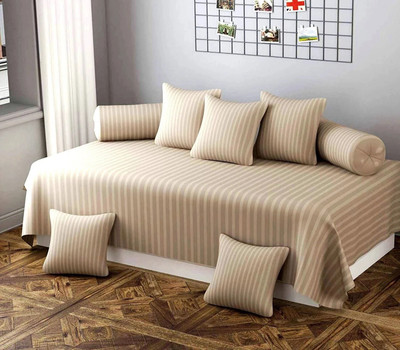 HOMYBEES Cotton Single Flat 210 TC Striped Bedsheet(Pack of 1, Beige)