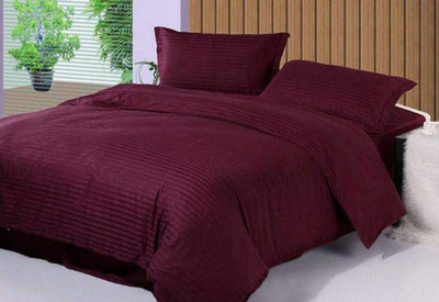 DAYAL ENTERPRISES Cotton Double Flat 500 TC Striped Bedsheet(Pack of 1, Red)