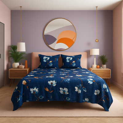 SCHp Woolen, Velvet Double Flat 240 TC Printed Bedsheet(Pack of 1, B_69)