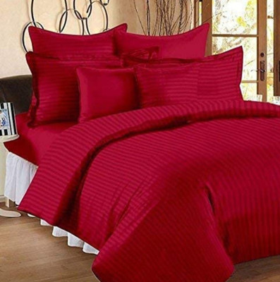 Glenjley 140 TC Polyester Double Self Design Flat Bedsheet(Pack of 1, Red)