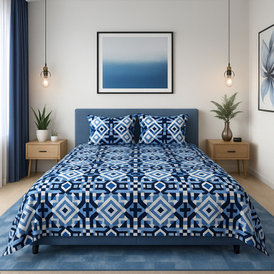 SCHp Woolen, Velvet Double Flat 240 TC Printed Bedsheet(Pack of 1, B_39)
