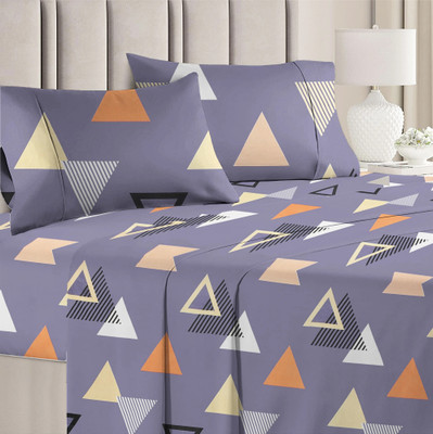 Flipkart SmartBuy Cotton Double Flat 180 TC Printed Bedsheet(Pack of 1, Blue Grey)