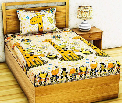 RUSTIC LINEN 144 TC Polycotton Single Cartoon Flat Bedsheet(Pack of 1, Multicolor)