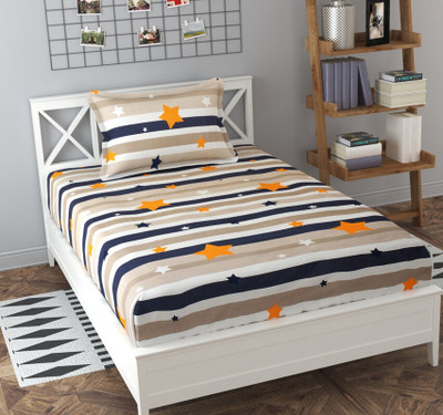 Flipkart SmartBuy 240 TC Microfiber Single Abstract Flat Bedsheet(Pack of 1, White)