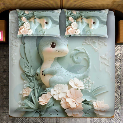 Miss & Chief Microfiber Queen Flat 180 TC Printed Bedsheet(Pack of 1, Heavy 7D Digital Print Queen Size Bedsheet 90x100 With 2 Pillow cover)