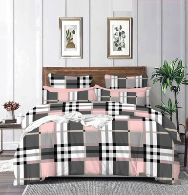 ELEGANT WEAVERS 120 TC Polyester Queen Checkered Fitted (Elastic) Bedsheet(Pack of 1, Multicolor)