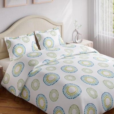 haus & kinder 144 TC Cotton Double Printed Flat Bedsheet(Pack of 1, Yellow, Multicolor, Blue)