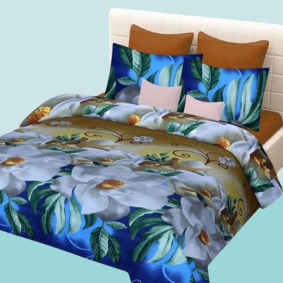 Cool Dealzz 144 TC Microfiber Double 3D Printed Flat Bedsheet(Pack of 1, Multicolor)