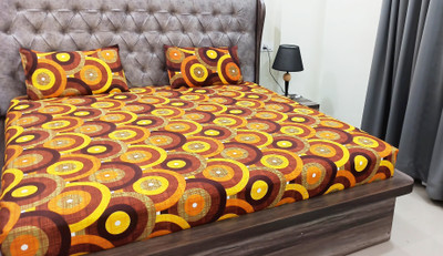 Moswa Microfiber King Flat 180 TC Solid Bedsheet(Pack of 1, Yellow, Mustard, Orange)