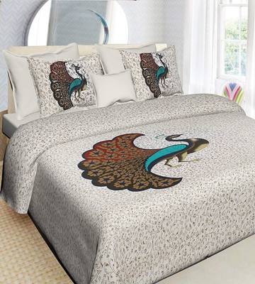 sr enterprises Cotton Double Flat 144 TC Animal Bedsheet(Pack of 1, Blue)