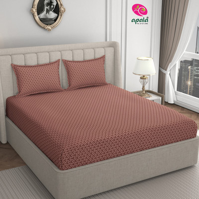Apala 280 TC Microfiber King Self Design Flat Bedsheet(Pack of 1, Brown)