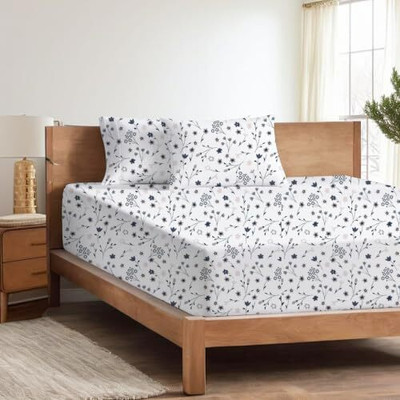 Bhoomi Impex 114 TC Microfiber Single Printed Flat Bedsheet(Pack of 1, White)