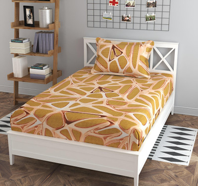 TYLORSTYLE 160 TC Polycotton Single Printed Flat Bedsheet(Pack of 1, Peach)