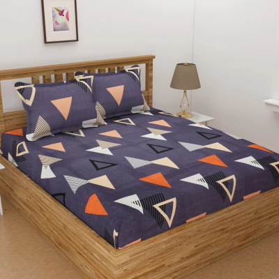 VAS COLLECTIONS 160 TC Cotton Double Abstract Flat Bedsheet(Pack of 1, Purple)