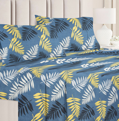 VAS COLLECTIONS Cotton Double Flat 160 TC Floral Bedsheet(Pack of 1, CLOUDY BLUE)