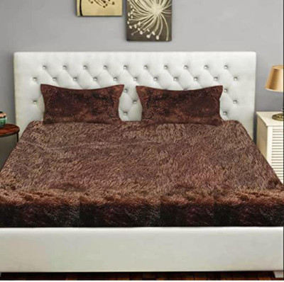 Deeku Art 1 TC Polyester Double Solid Flat Bedsheet(Pack of 1, Brown)