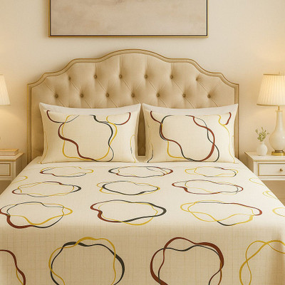 ELEGANT WEAVERS Microfiber Single Flat 144 TC Printed Bedsheet(Pack of 1, off-white)