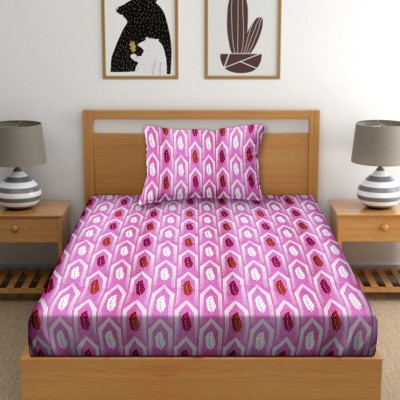 BELLA CASA 150 TC Cotton Single Abstract Flat Bedsheet(Pack of 1, Pink)