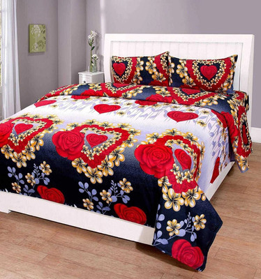 SANSEZZ 250 TC Cotton Double Printed Flat Bedsheet(Pack of 1, Multicolor)