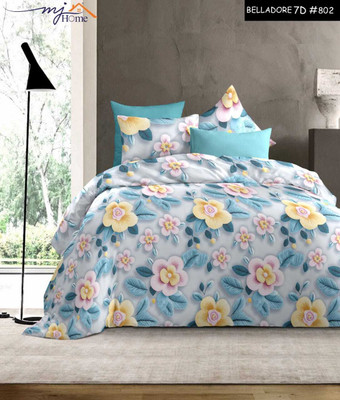 SHOPHOX Cotton, Microfiber King Flat 350 TC Self Design Bedsheet(Pack of 1, 7d Bedsheet White Floral)