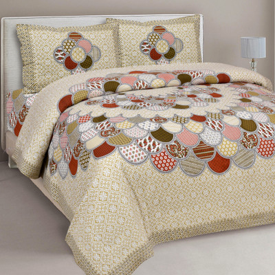 MAGITEXT 144 TC Cotton Double Printed Flat Bedsheet(Pack of 1, Multicolor)