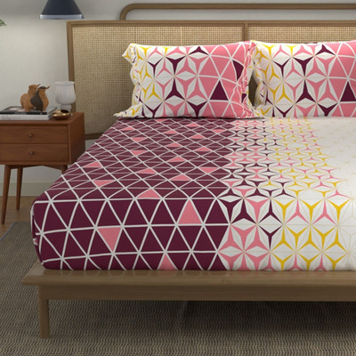 Urban Space Cotton Double Flat 144 TC Printed Bedsheet(Pack of 1, Multicolor)