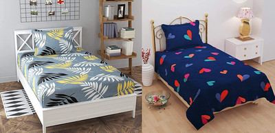 Flipkart SmartBuy 144 TC Microfiber Single Printed Flat Bedsheet(Pack of 2, Multicolor1)