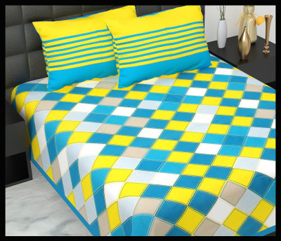 JAIPUR PRINTS Cotton Double Flat 160 TC Printed Bedsheet(Pack of 1, Green)