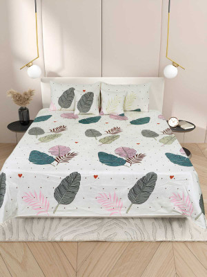 LATHWAL CREATIONS Cotton Double Flat 300 TC Printed Bedsheet(Pack of 1, White pankh (1 Flat Bedsheet + 2 Pillow Cover + 2 Cushion Covers with Filler)) LATHWAL CREATIONS Cotton Double Flat 300 TC Printed Bedsheet(Pack of 1, White pankh (1 Flat Bedsheet + 2 Pillow Cover + 2 Cushion Covers with Filler))